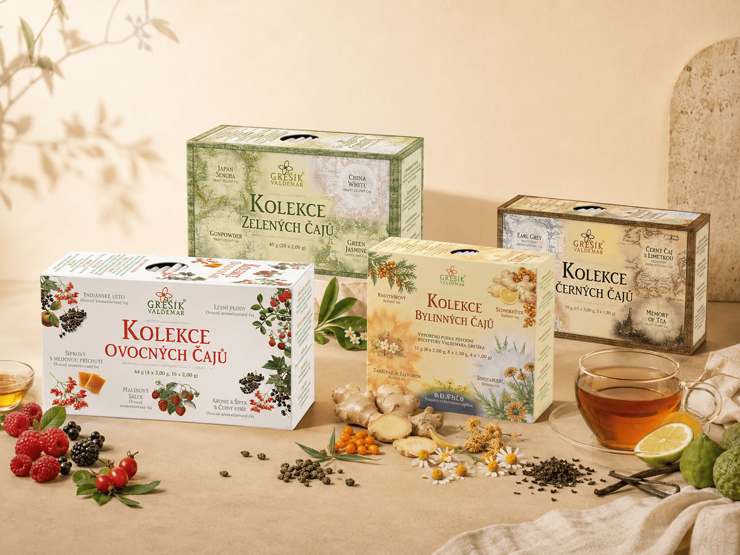 Čaje Grešík Valdemar prodávané na prodejně